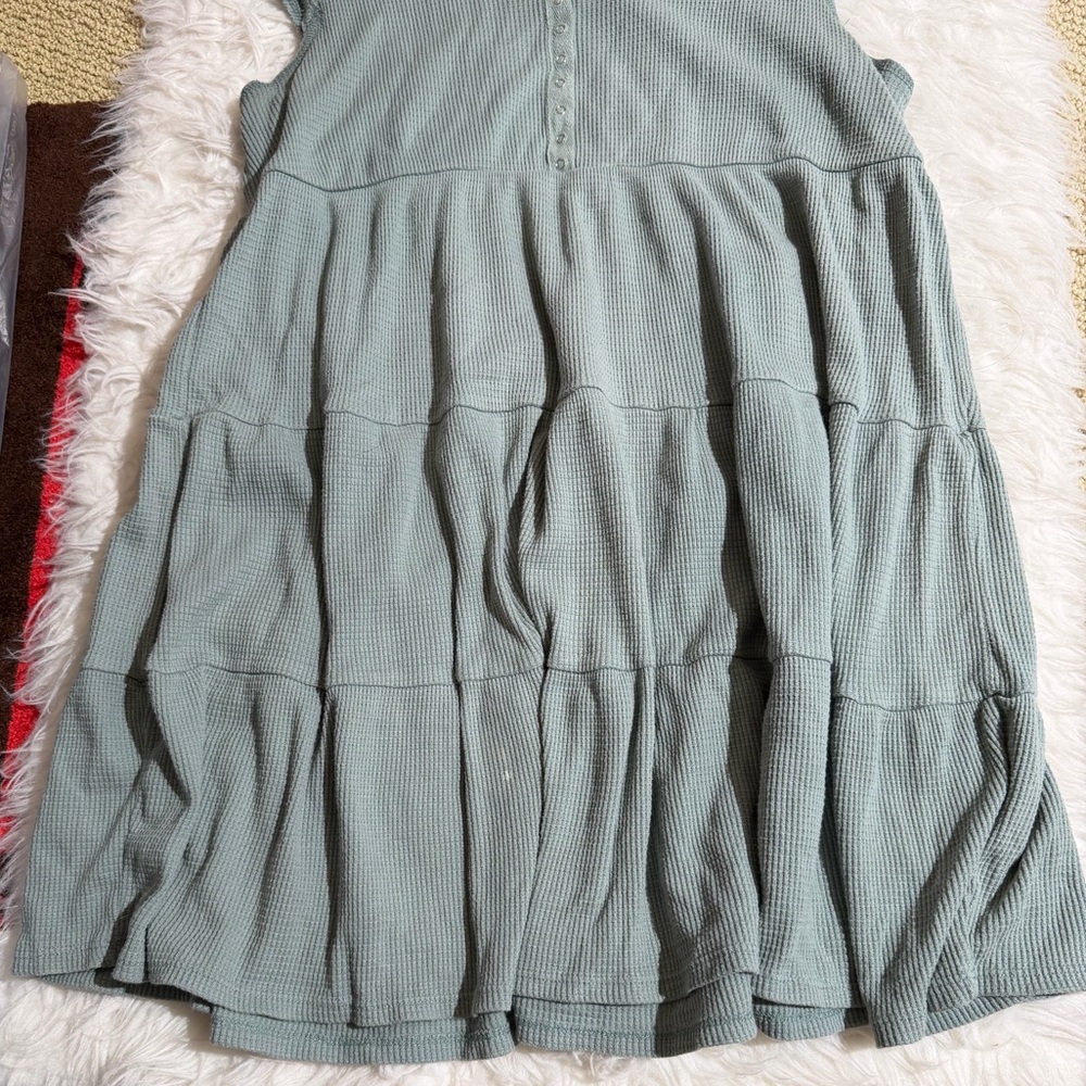 Urban Outfitters XXXL Waffle Knit Dress Short Sleeve Tiered Body - Picture 3 of 5
